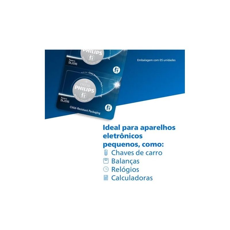 BATERIA PILHA BOTÃO LÍTIO 3V PHILIPS CR2016