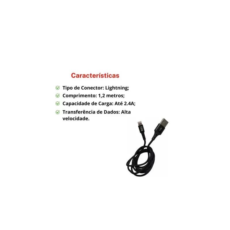 CABO DE DADOS E CARREGAMENTO 2.4A USB PARA LIGHTNING FAM FCA-S512N