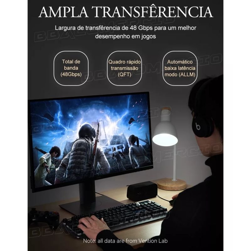 CABO HDMI MACHO X HDMI MACHO 8K VERSÃO 2.1 ALTA DEFINIÇÃO 3 METROS GRASEP D-8K013M
