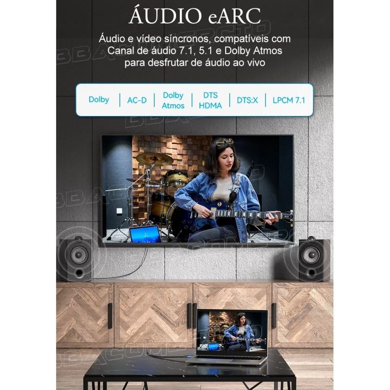CABO HDMI MACHO X HDMI MACHO 8K VERSÃO 2.1 ALTA DEFINIÇÃO 3 METROS GRASEP D-8K013M