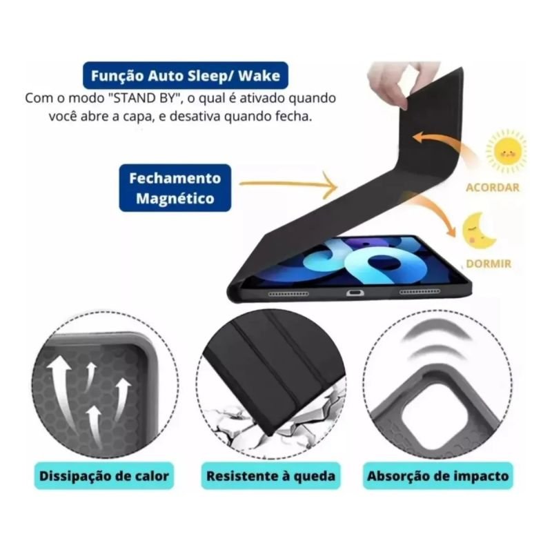 CAPA CASE + TECLADO BLUETOOTH PARA TABLET XIAOMI REDMI PAD SE TELA 8.7'