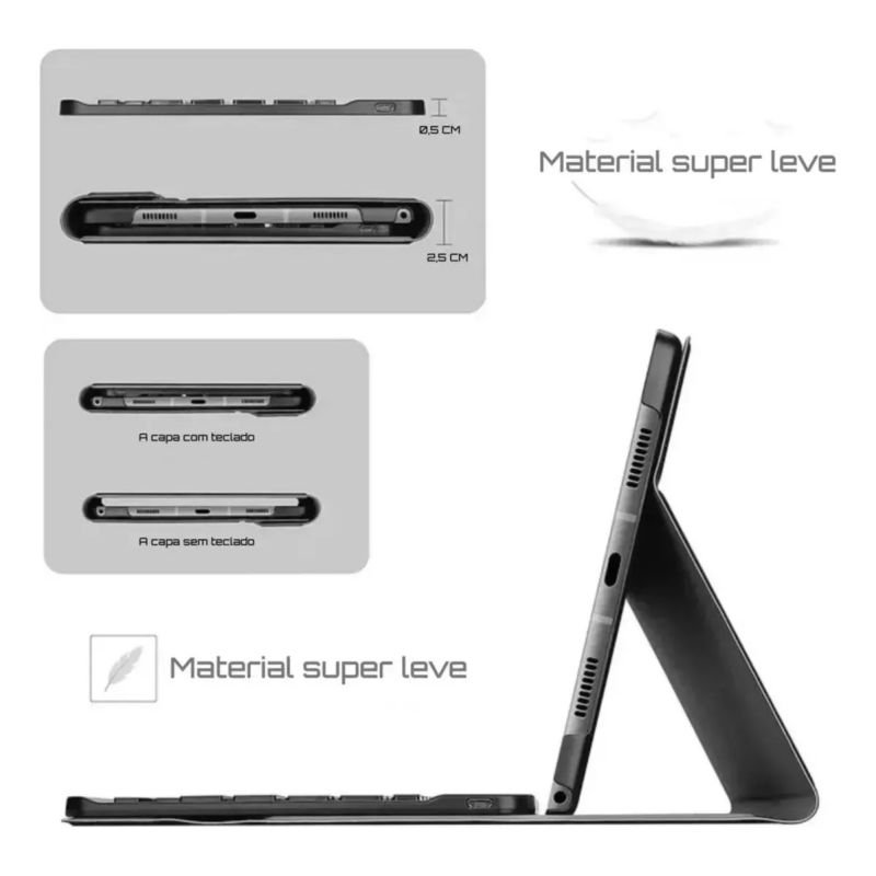 CAPA CASE + TECLADO BLUETOOTH PARA TABLET XIAOMI REDMI PAD SE TELA 8.7'