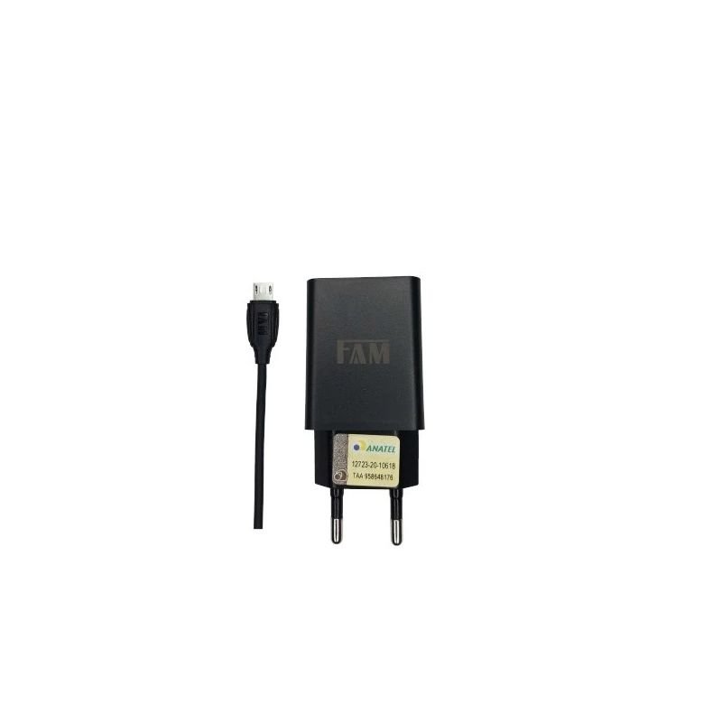 CARREGADOR DE CELULAR + CABO V8 (MICRO USB) 2.1A FAM FKT-1508