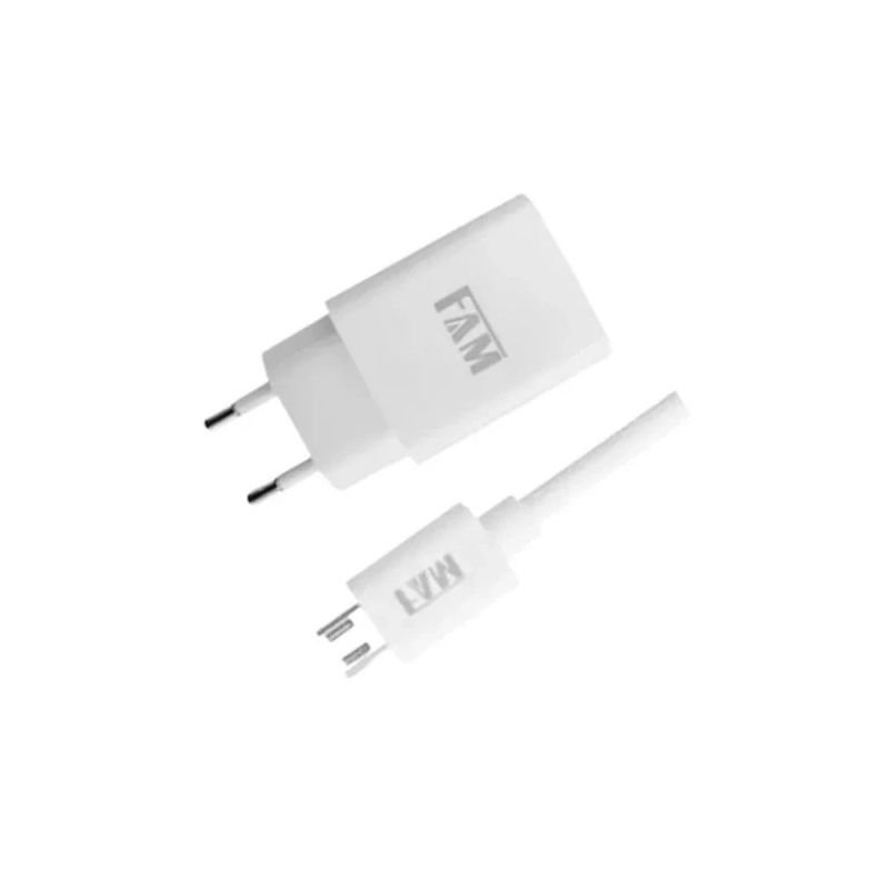 CARREGADOR DE CELULAR + CABO V8 (MICRO USB) 2.1A FAM FKT-1508