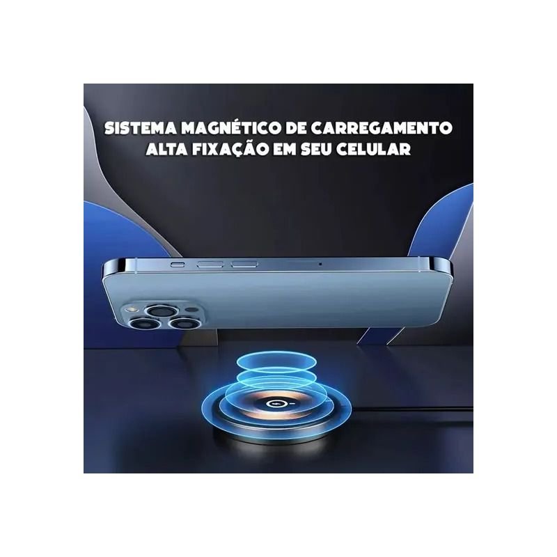 CARREGADOR POR INDUÇÃO MAGNÉTICA RÁPIDO PARA SMARTPHONE 15W ELETROMEX EL-2906