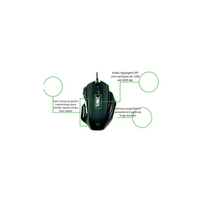 COMBO GAMER PYTHON 2 EM 1 TECLADO COM MEMBRANA + MOUSE 3600DPI