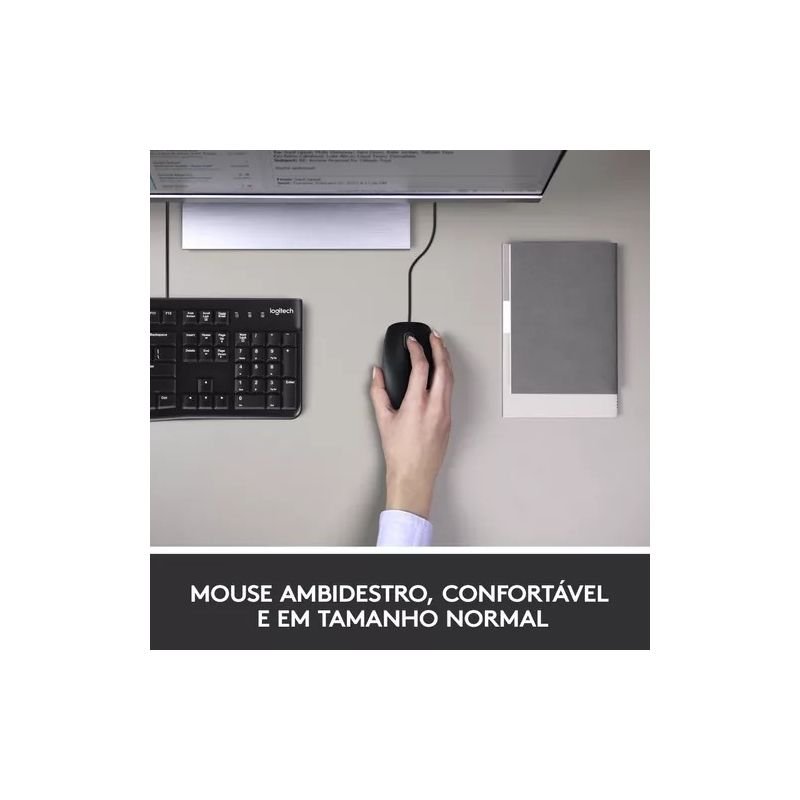 COMBO TECLADO E MOUSE LOGITECH MK120 COM FIO