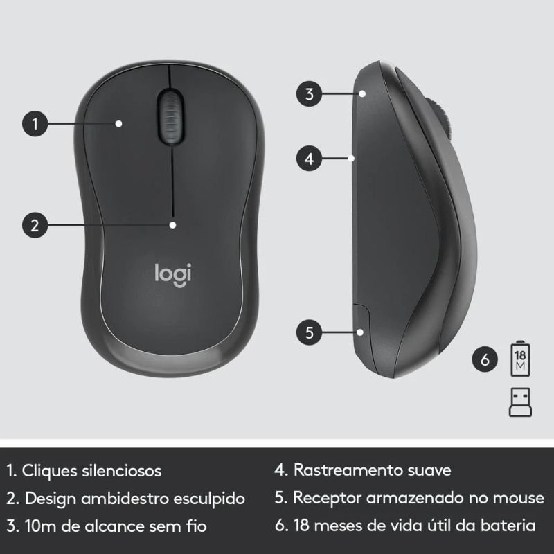 COMBO TECLADO E MOUSE LOGITECH SILENT MK295 SEM FIO
