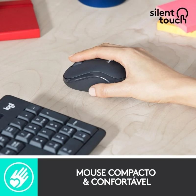 COMBO TECLADO E MOUSE LOGITECH SILENT MK295 SEM FIO