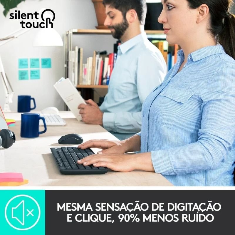 COMBO TECLADO E MOUSE LOGITECH SILENT MK295 SEM FIO