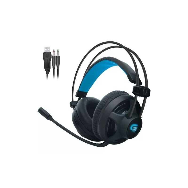 FONE DE OUVIDO HEADSET GAMER COM MICROFONE G PRO LED AZUL FORTREK H2