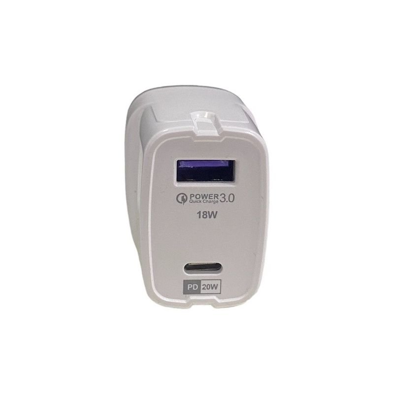 FONTE CARREGADOR RÁPIDO 1 USB 18W + 1 TIPO-C 20W BRANCO HMASTON LR10