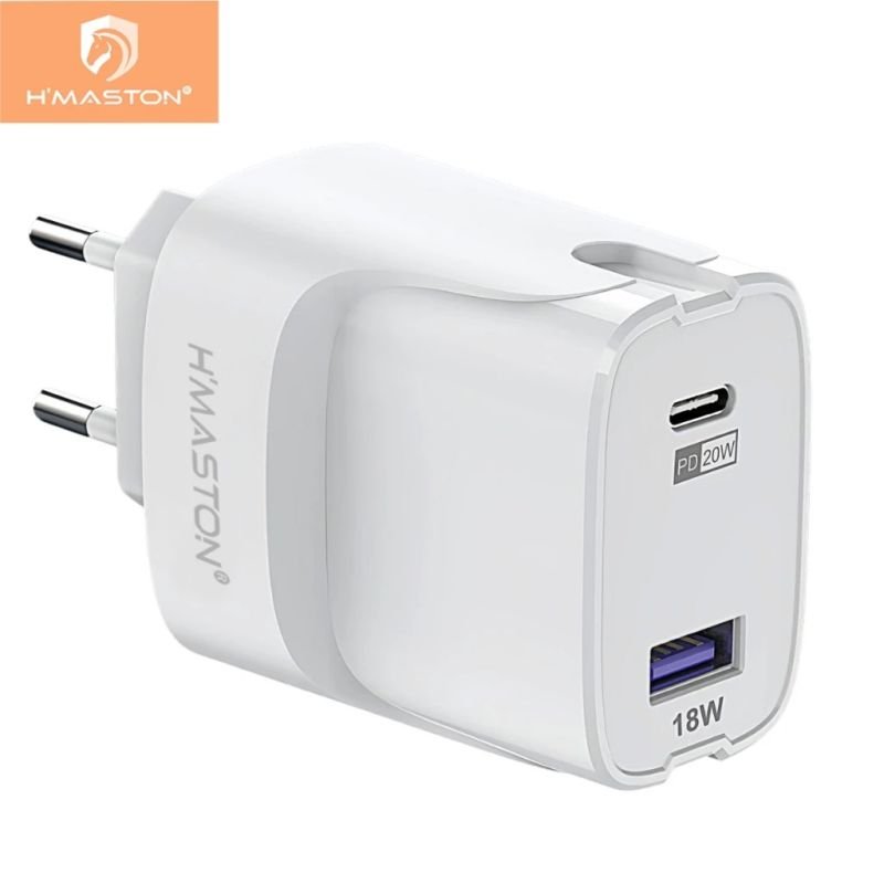 FONTE CARREGADOR RÁPIDO 38W (1 USB 18W + 1 TIPO-C 20W) HMASTON LR10