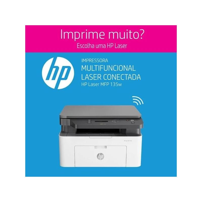 IMPRESSORA MULTIFUNCIONAL LASER HP MFP 135W WIFI IMPRESSÃO PRETO/BRANCO 110V/127V