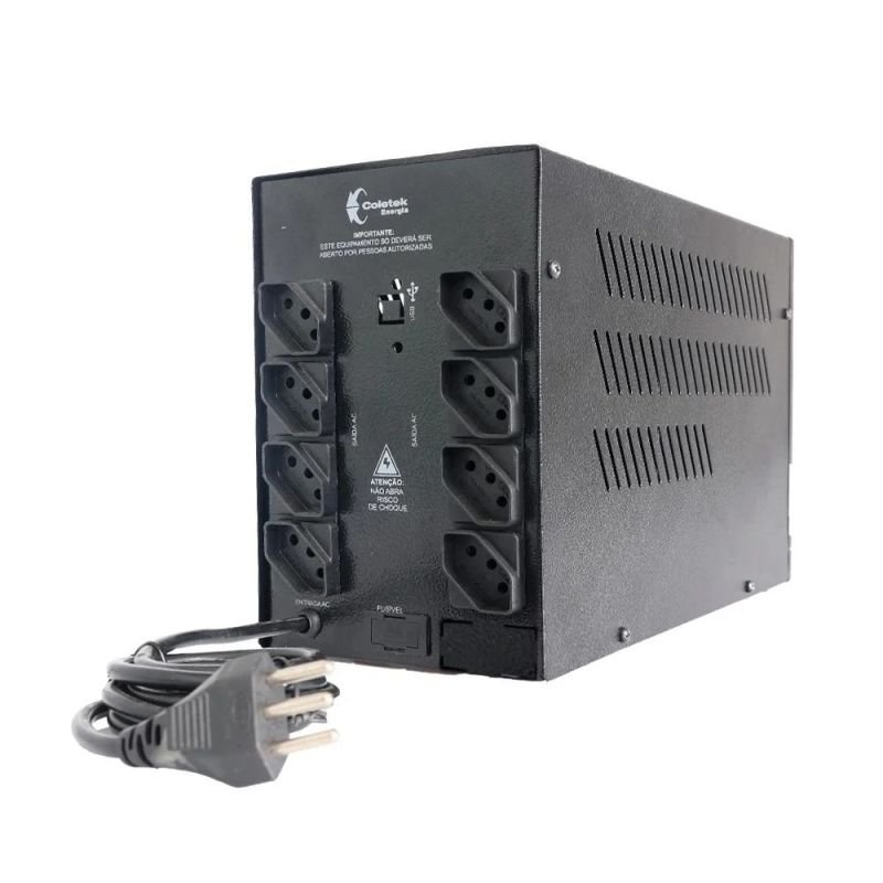 NOBREAK 1200VA COLETEK UPS SAFE ENTRADA BIVOLT SAÍDA 115V 08 TOMADAS SAFE1200BA-2B8T