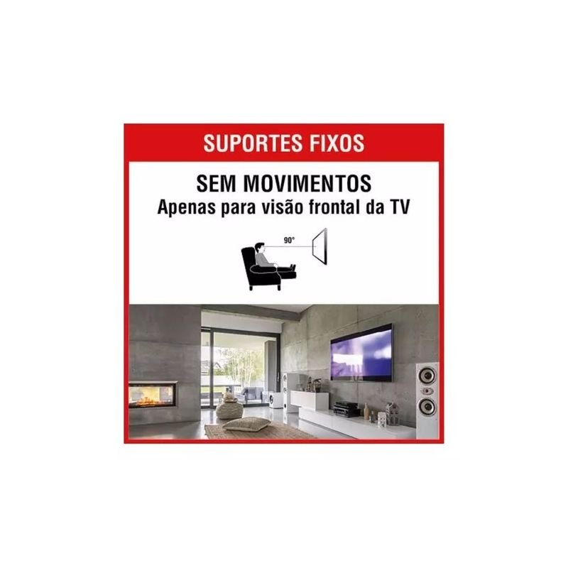 SUPORTE FIXO UNIVERSAL PARA TV / MONITOR DE 10' A 90' POLEGADAS BRASFORMA CSBRU951