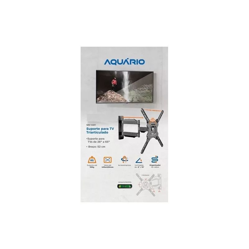 SUPORTE TRIARTICULADO PARA TV / MONITOR DE 26 A 65 POLEGADAS AQUÁRIO SAV-4401