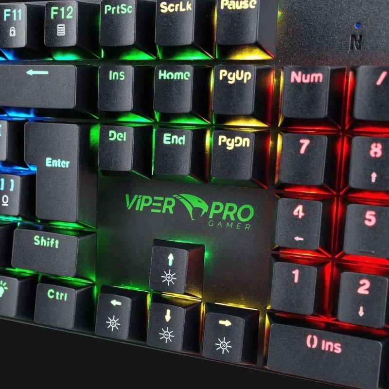 TECLADO GAMER MAMBA MECÂNICO COM ILUMINAÇÃO RGB VIPER PRO GAMER VI416
