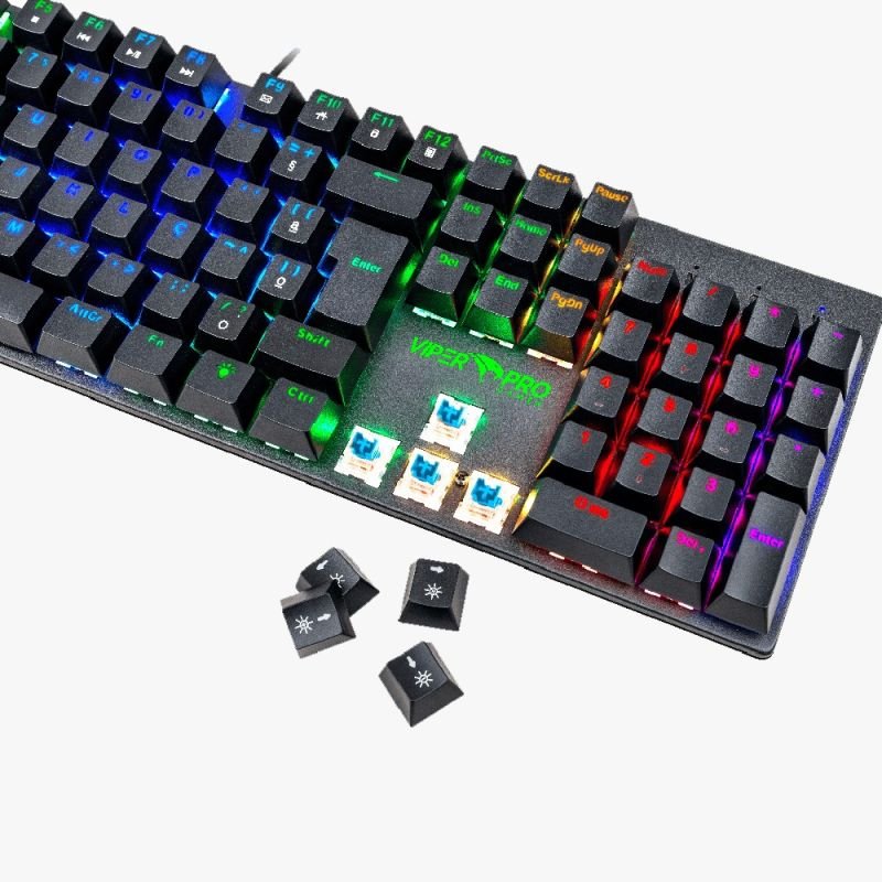 TECLADO GAMER MAMBA MECÂNICO COM ILUMINAÇÃO RGB VIPER PRO GAMER VI416