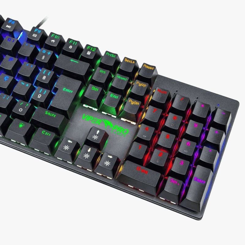 TECLADO GAMER MAMBA MECÂNICO COM ILUMINAÇÃO RGB VIPER PRO GAMER VI416