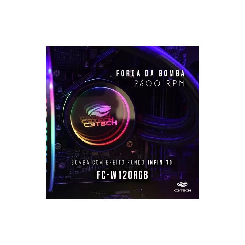 WATER COOLER 120MM PRETO/RGB GAMING C3TECH FC-W120